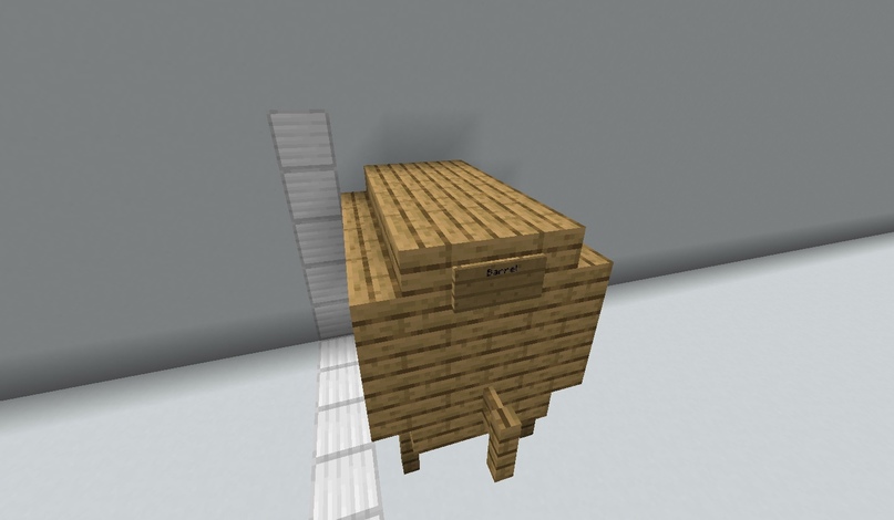 Завершите 🛢️бочку оставшимися блоками и установите табличку, как показано на скриншоте.И пишите на 1 строке: Barrel